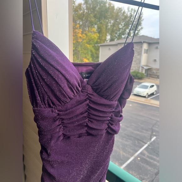 🆕 ✨ B. Darlin Purple Glitter Bodycon Mini Dress Metallic Party Dress Size 15/16 - Picture 8 of 12